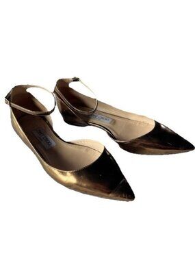 Jimmy Choo Woman's Sz 36.5 US 6 Lucy Bronze D'Orsay Ankle Strap Ballet Flats